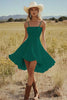 Load image into Gallery viewer, Ivory Satin A Line Mini Boho Western Wedding Dress
