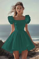 Load image into Gallery viewer, White Satin Mini Short Wedding Dress with Ruffles