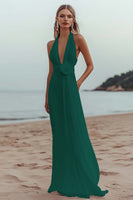 Load image into Gallery viewer, White Chiffon A Line V-Neck Engagement Dress