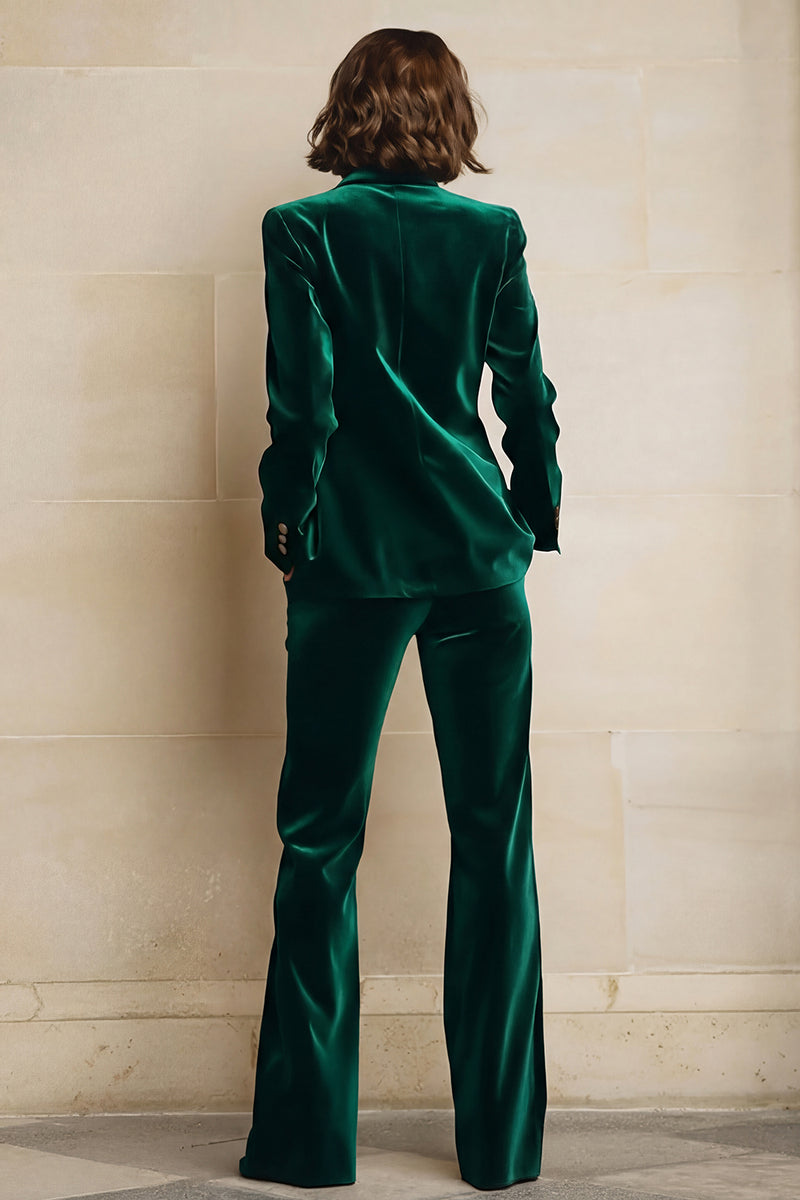 Load image into Gallery viewer, 2 Piece Plum Velvet Peak Lapel Prom Suits with Pockets