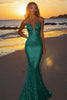 Load image into Gallery viewer, Sparkly Burgundy Sequin Strapless Mermaid Long Formal Dress