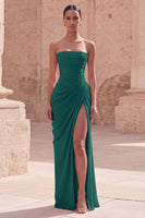 Load image into Gallery viewer, Light Pink Ruched Sheath Long Prom Dress with Slit