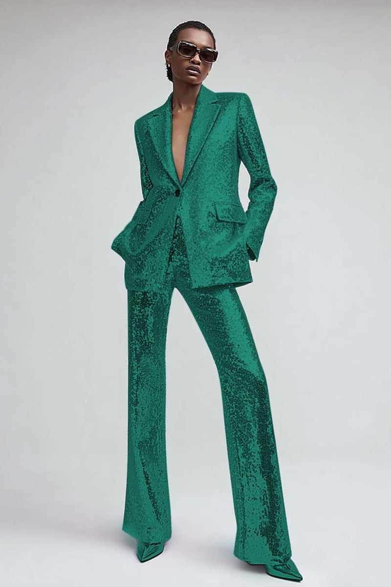 Load image into Gallery viewer, Sparkly Pink Sequins 2 Piece Women Prom Suits with Pockets