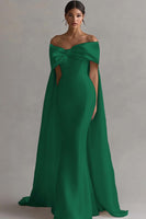 Load image into Gallery viewer, Ivory Bow Front Satin Mermaid Maxi Wedding Ceremony Dress with Cape