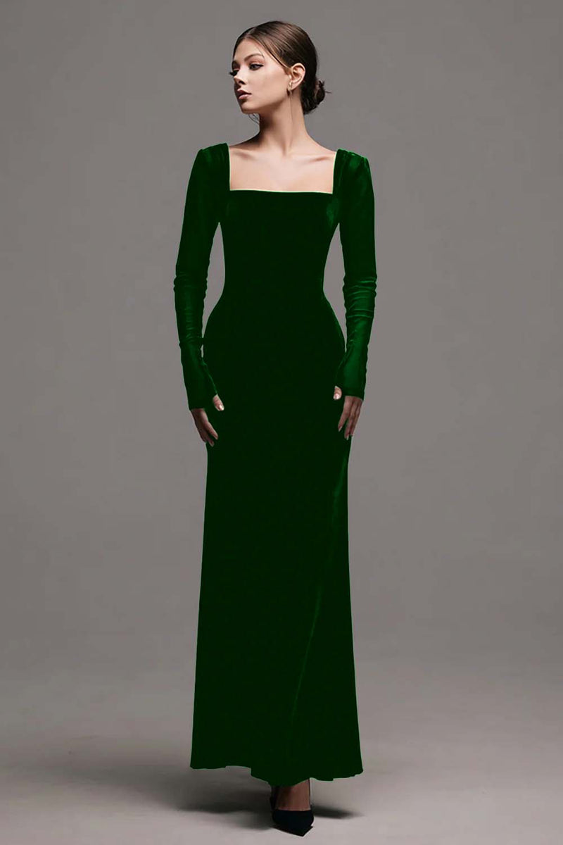 Load image into Gallery viewer, Simple Black Sheath Velvet Long Sleeves Holiday Party Dress