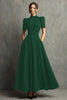 Load image into Gallery viewer, Black Short Sleeves A-Line High Neck Long Formal Dress with Pockets