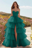 Load image into Gallery viewer, Princess Pink Tulle Sweetheart Long Prom Dress with Ruffles