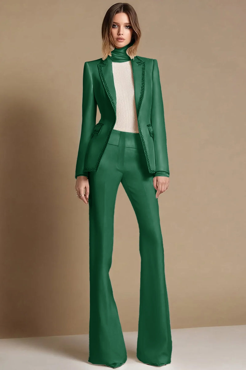 Load image into Gallery viewer, 2 Piece Sparkly White Peak Lapel Long Sleeves Prom Suits with Beading