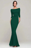 Load image into Gallery viewer, Black Mermaid Boat Neck Maxi Formal Dress with Sleeves