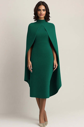 Black Sheath High Neck Long Formal Dress with Shawl