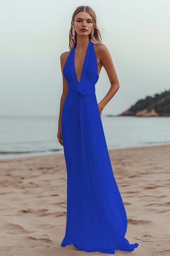 White Chiffon A Line V-Neck Engagement Dress