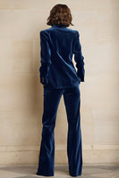 Load image into Gallery viewer, 2 Piece Plum Velvet Peak Lapel Prom Suits with Pockets