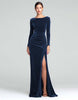 Load image into Gallery viewer, Burgundy Boat Neck Ruched Velvet Long Sleeves Holiday Party Dress