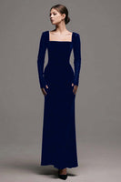 Load image into Gallery viewer, Simple Black Sheath Velvet Long Sleeves Holiday Party Dress