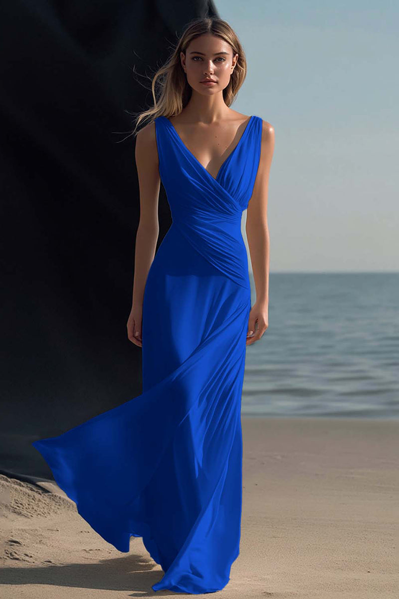 Load image into Gallery viewer, White Sheath V-Neck Chiffon Engagement Dress
