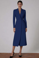 Load image into Gallery viewer, Ivory Peak Lapel Double Breasted Midi Blazer Dress