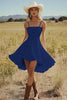 Load image into Gallery viewer, Ivory Satin A Line Mini Boho Western Wedding Dress