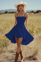 Load image into Gallery viewer, Ivory Satin A Line Mini Boho Western Wedding Dress