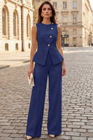 Load image into Gallery viewer, 2 Piece Round Neck Ivory Business Suits with Buttons