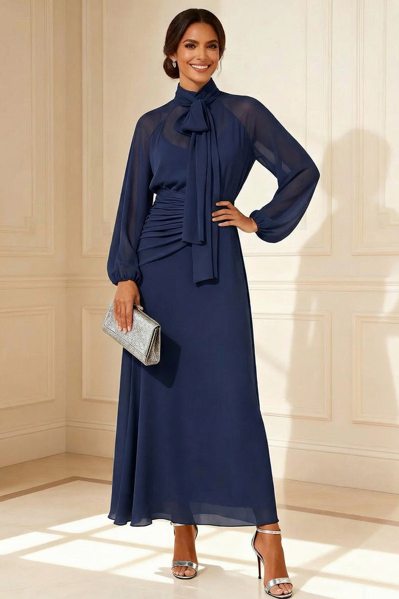 Load image into Gallery viewer, Sage Green High Neck A Line Chiffon Long Mother of the Bride Dress