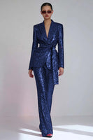 Load image into Gallery viewer, Sparkly Red Sequins 2 Piece Women Prom Suits with Sash