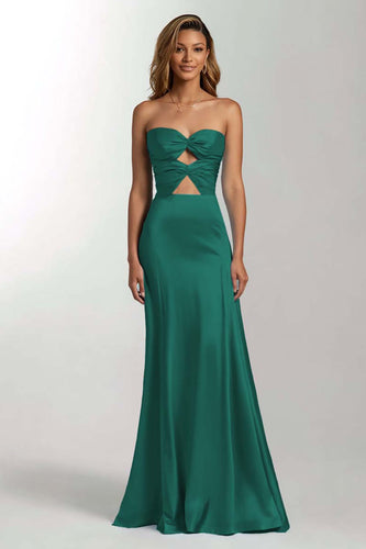 Dark Green Mermaid Satin Sweetheart Long Formal Dress