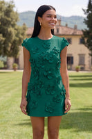 Load image into Gallery viewer, Floral Butter Yellow Short Round Neck Birthday Party Dress with Sleeves