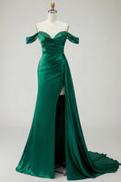 Load image into Gallery viewer, Sparkly Golden Long Mermaid Prom Dress with Side Cape
