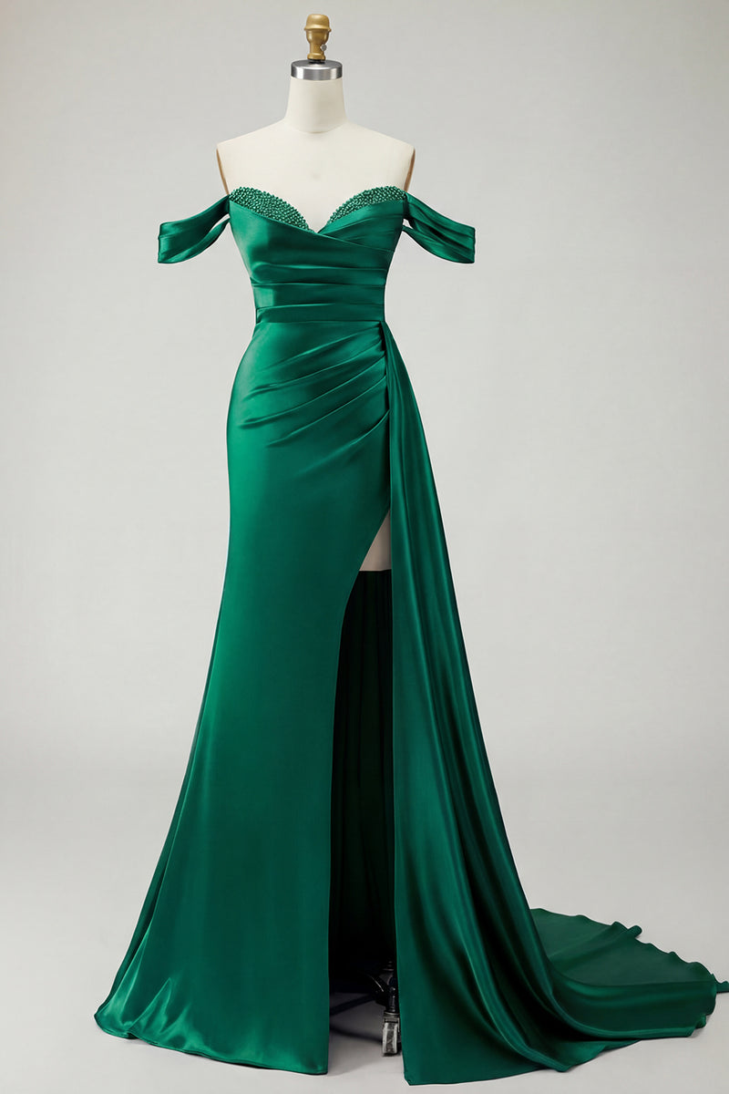Load image into Gallery viewer, Sparkly Golden Long Mermaid Prom Dress with Side Cape