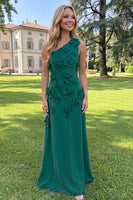 Load image into Gallery viewer, Yellow Sheath Floral One Shoulder Maxi Formal Dress