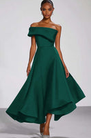 Load image into Gallery viewer, Navy One Shoulder A Line Long Formal Dress