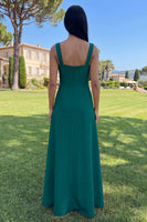 Load image into Gallery viewer, Navy Floral A Line Square Neck Maxi Formal Dress