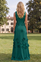 Load image into Gallery viewer, Floral Red Boat Neck A Line Maxi Formal Dress
