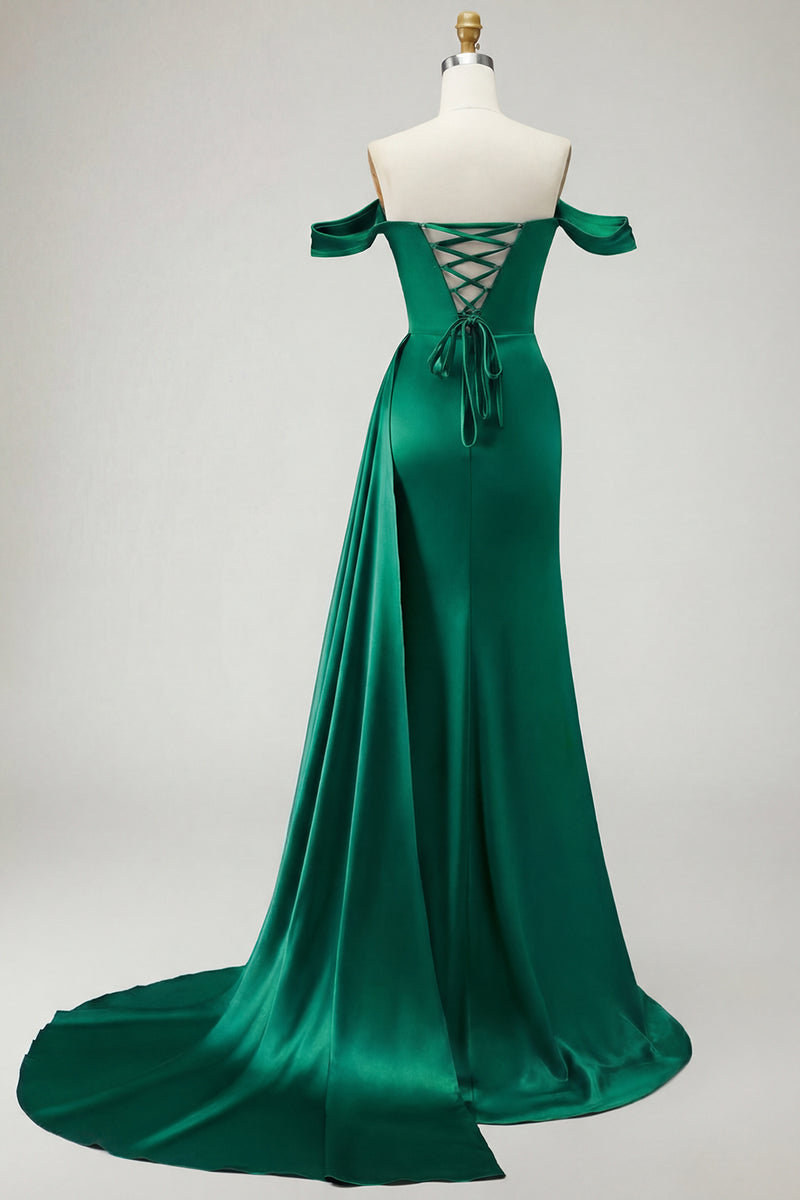 Load image into Gallery viewer, Sparkly Golden Long Mermaid Prom Dress with Side Cape