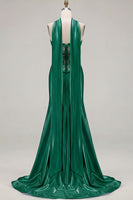 Load image into Gallery viewer, Blue Satin Sweetheart Mermaid Long Corset Prom Dress