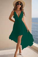 Load image into Gallery viewer, White Chiffon A Line High Low Graduation Dress with Ruffles