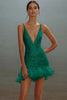 Load image into Gallery viewer, Sparkly White Bodycon Sequins V-Neck Graduation Dress with Ruffles