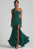 Load image into Gallery viewer, Ink Blue Mermaid Ruffled Chiffon Long Formal Dress with Slit