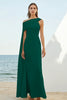 Load image into Gallery viewer, White Chiffon Sheath Long Engagement Dress with Cape