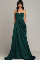 Load image into Gallery viewer, Black Sweetheart Satin A Line Maxi Formal Dress