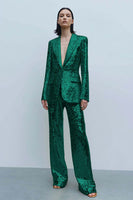 Load image into Gallery viewer, Sparkly Gold Sequins 2 Piece Women Prom Suits with Pockets