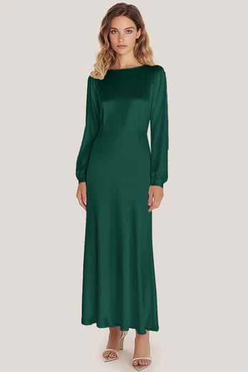 Ivory Scoop Tea-Length Formal Dress with Long Sleeves