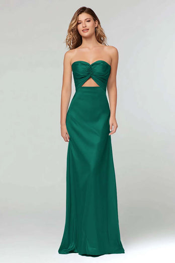 Light Blue Sheath Satin Sweetheart Long Formal Dress