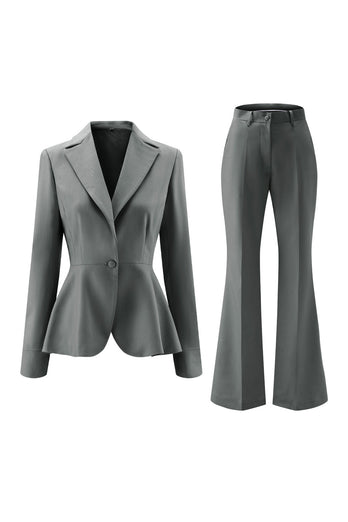 2 Piece Grey Green Notched Lapel Women Prom Suits