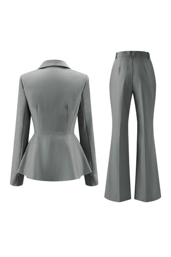 2 Piece Grey Green Notched Lapel Women Prom Suits