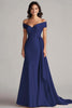 Load image into Gallery viewer, Champagne Off the Shoulder Mermaid Satin Maxi Formal Dress