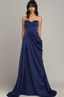 Load image into Gallery viewer, Black Sweetheart Satin A Line Maxi Formal Dress