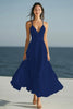 Load image into Gallery viewer, Simple Ivory Spaghetti Straps Ruffled Beach Maxi Engagement Dress