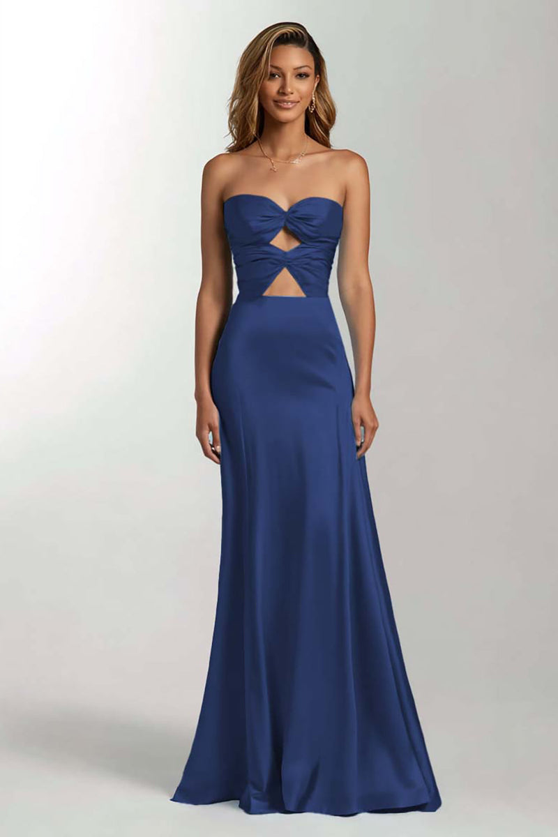 Load image into Gallery viewer, Sky Blue Sweetheart Mermaid Satin Long Formal Dress