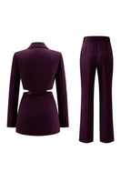 Load image into Gallery viewer, 2 Piece Grey Blue Notched Lapel Cut Out Women Prom Suits